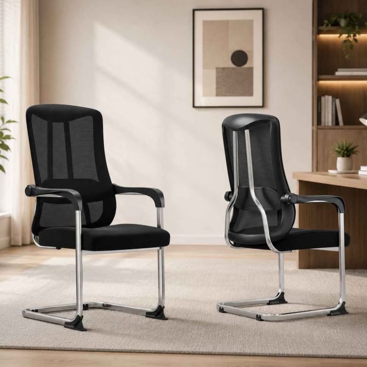 ÉLITE CHROME — Chaise Visiteur Ergonomique