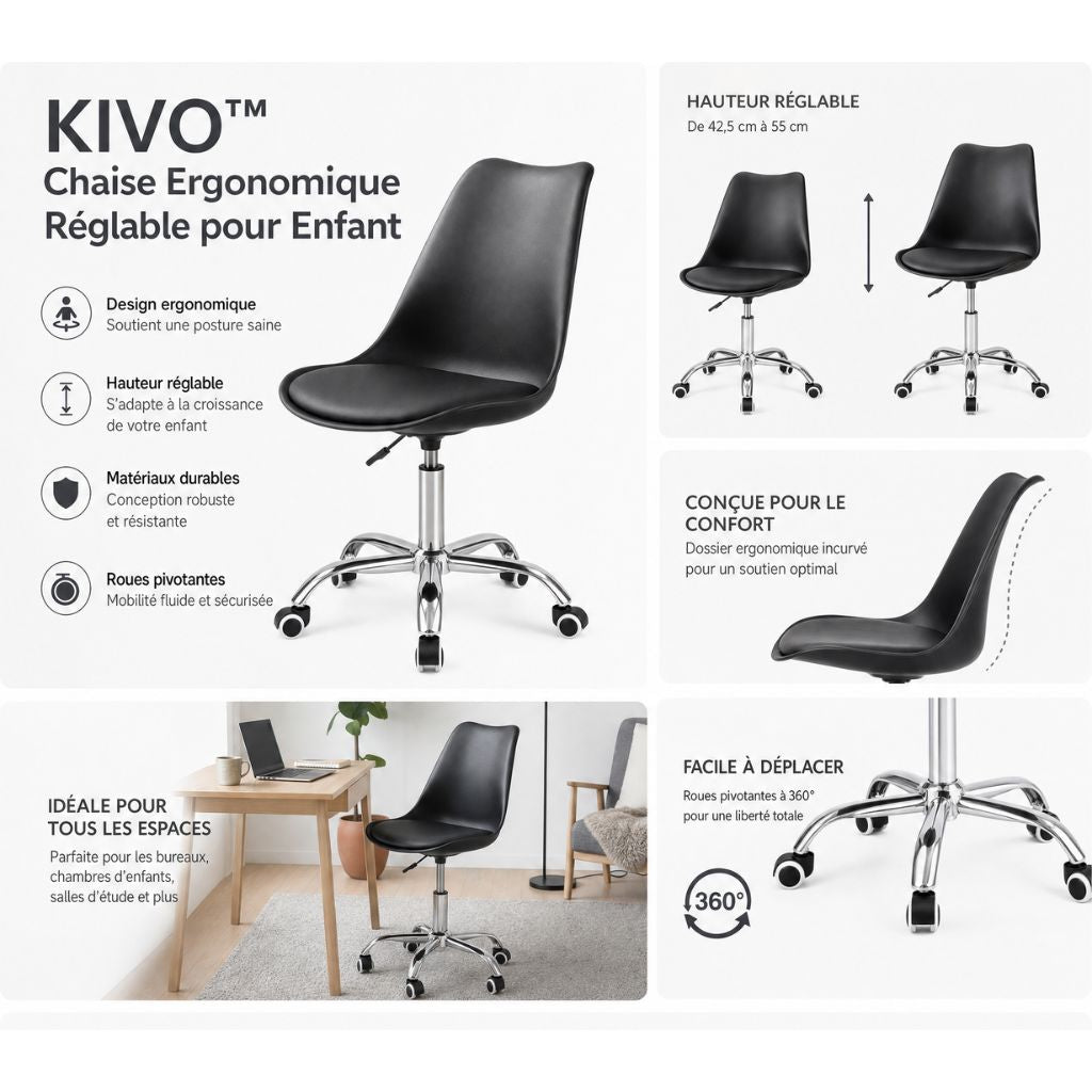 KIVO™ Chaise Ergonomique Enfant Réglable