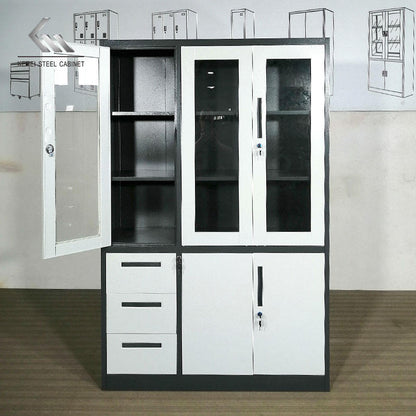 Armoire Métallique 3 Portes avec Tiroirs